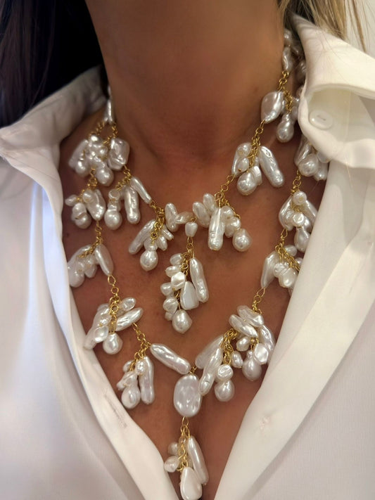 Barok İnci Çoklu Görünüm Kolye (Çelik)