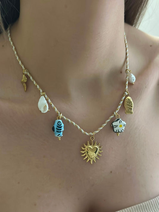 Kalp Charm Detay Çelik Kolye