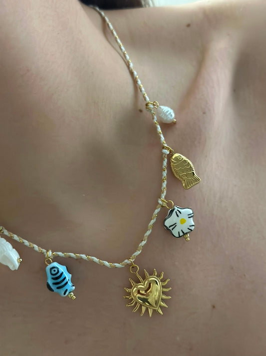 Kalp Charm Detay Çelik Kolye