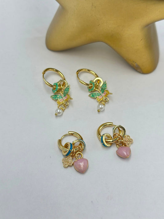 Charm Detay Halka Küpe (Pirinç Kaplama)