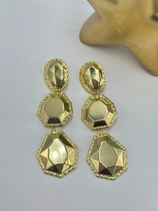 Sallantılı Petek Küpe (Pirinç Kaplama)