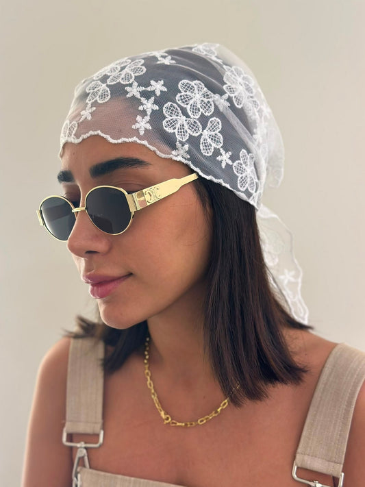Papatya Desen Detay Saç Bandana