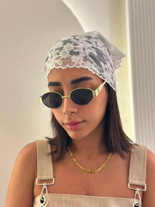 Çiçek Detay Dantel Bandana