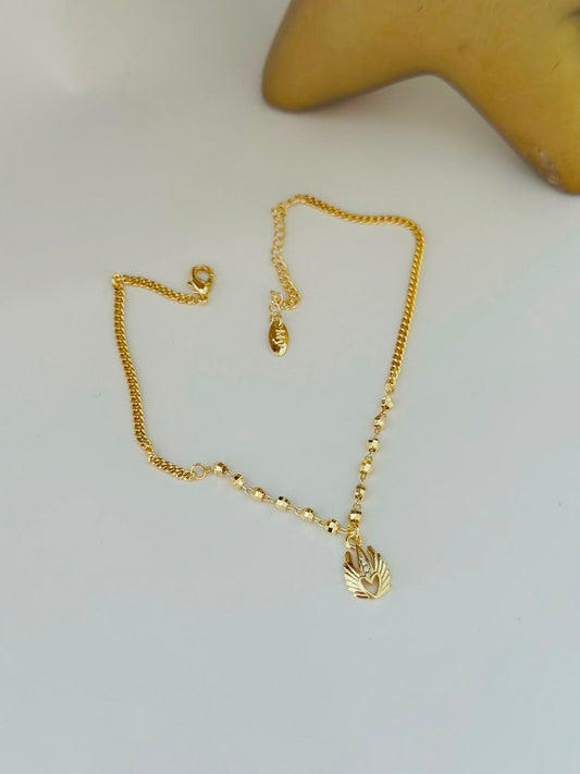 Kalp Charm Detay Çelik Halhal