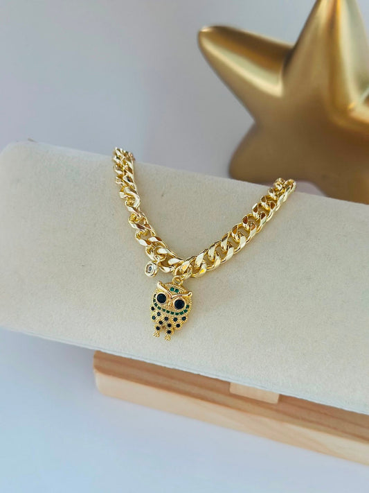 Baykuş Charm Detay Çelik Bileklik