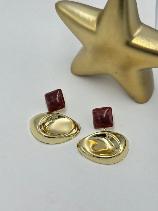 Kırmızı Asimetrik Premium Seri Küpe