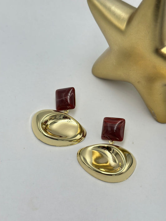 Kırmızı Asimetrik Premium Seri Küpe