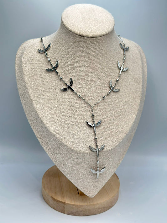 Anka Kuşu Detaylı Y Kolye (Çelik)