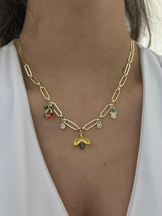 Arı Charm Detay Çelik Kolye