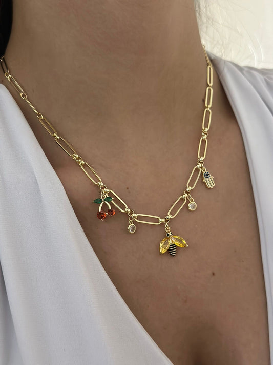 Arı Charm Detay Çelik Kolye