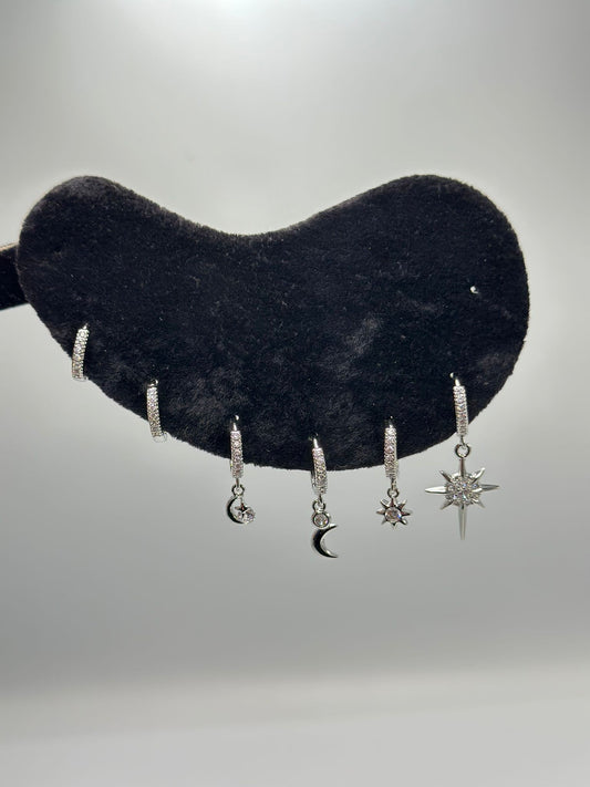 Ay Ve Yıldız Set Küpe (Çelik)