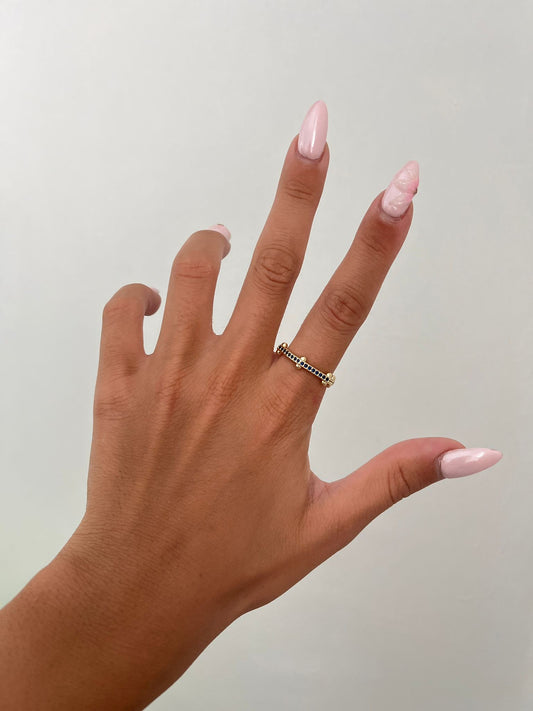 Ayarlanabilir Zirkon Taş Detay Çelik Yüzük