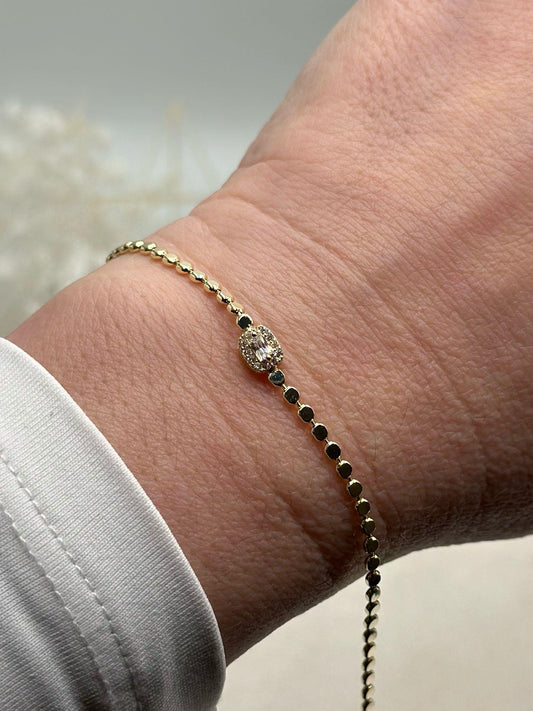 Baget Taş Detay Ezme Zincir Çelik Bileklik