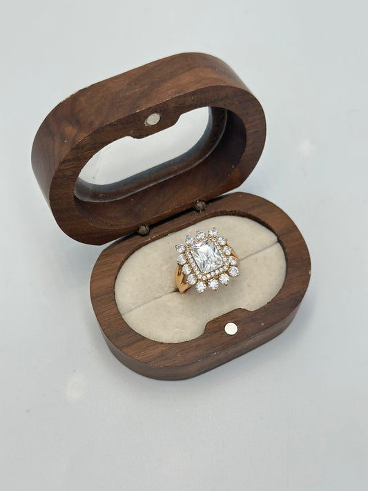 Baget Taş Detay Yüzük (Altın Kaplama)