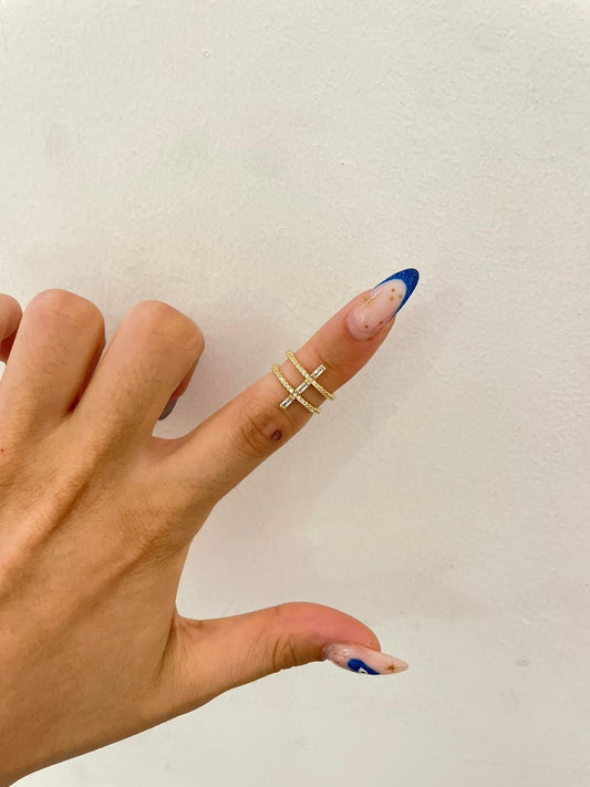 Baget Taş Detaylı Çelik Yüzük