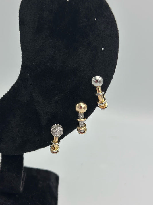 Çift Renk Topçuk Detaylı Halka Set Küpe