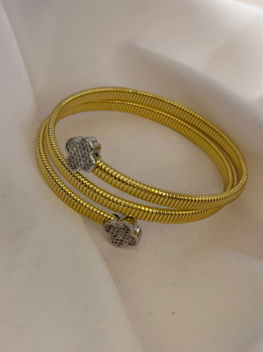 Çift Renk Yonca Detay Çelik Kelepçe