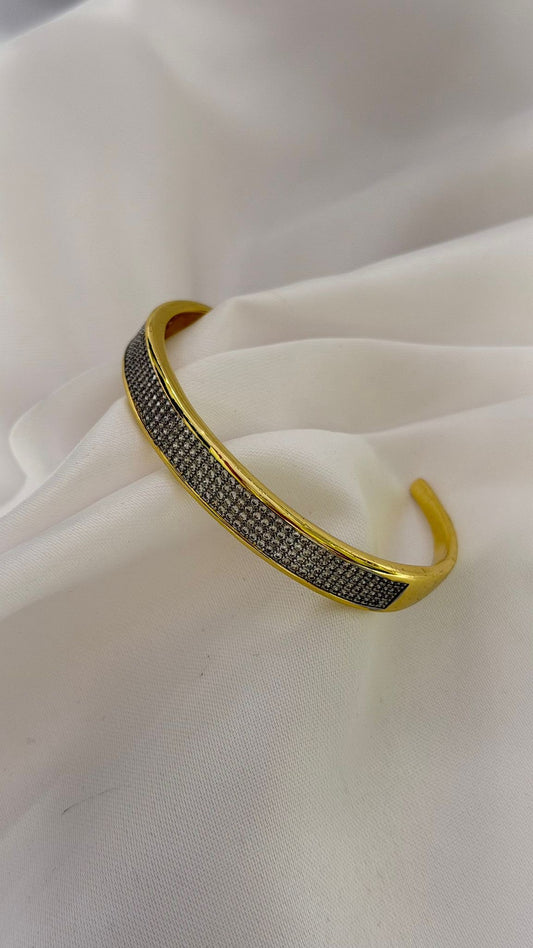 Çift Renk Zirkon Taş Kelepçe (Çelik)