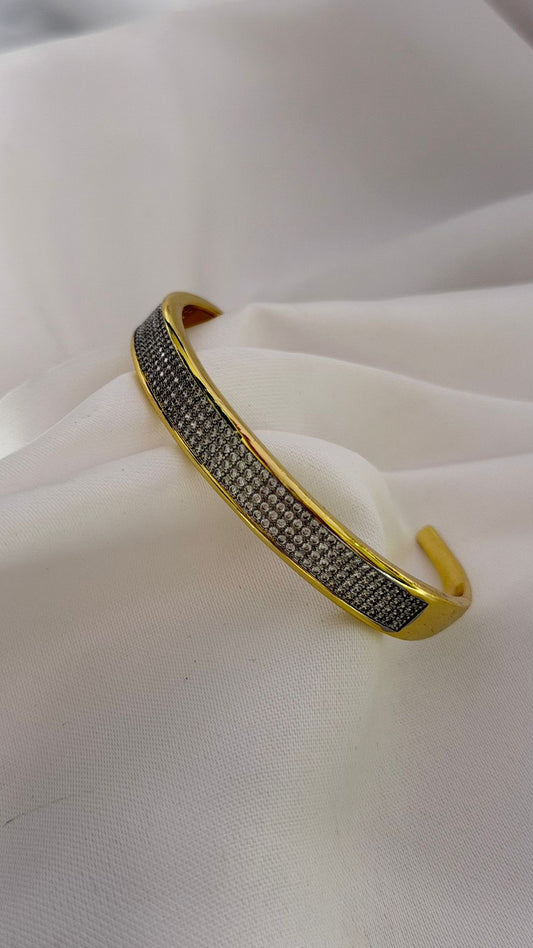 Çift Renk Zirkon Taş Kelepçe (Çelik)