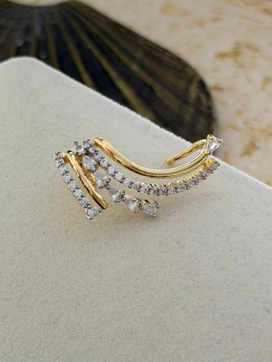 Damla Detay Çift Renk Kıkırdak Küpe (Pirinç Kaplama)