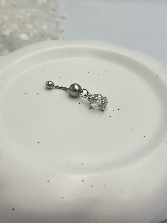 Damla Taş Detaylı Çelik Göbek Piercing