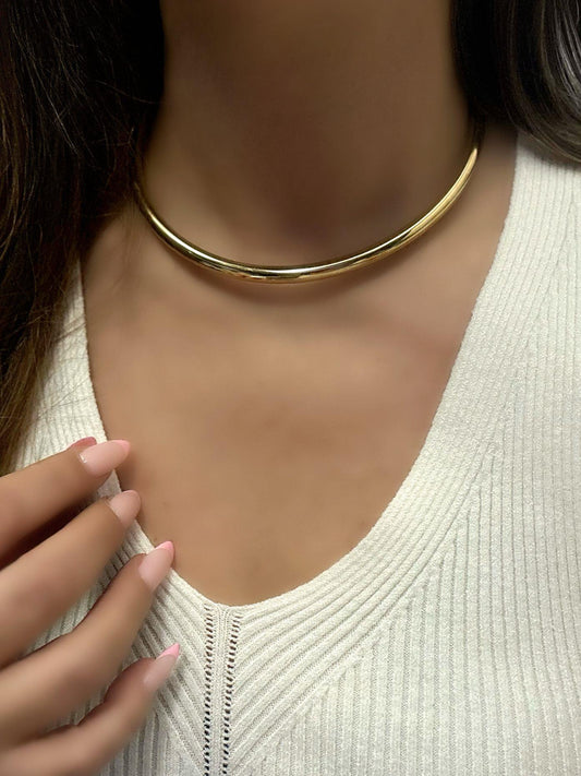 Düz Plaka Choker Kolye (Çelik Kaplama)