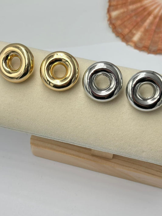 Düz Plaka Daire Küpe (Pirinç Kaplama)