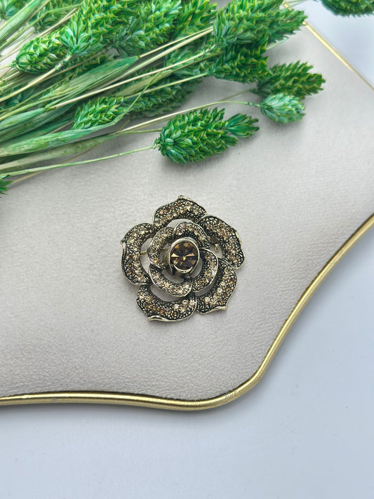 Eskitme Vintage Gül Broş
