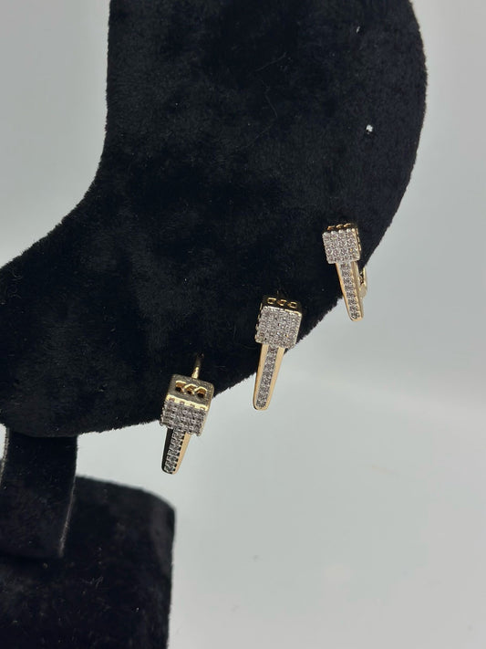 Full Zirkon Taş Detaylı Çivi Set Küpe