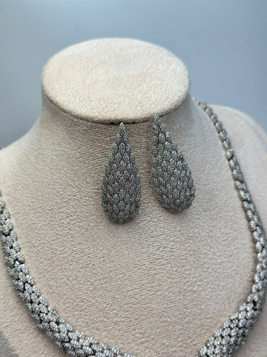 Full Zirkon Taş Detaylı Yılan Gümüş Kaplama Set Takı