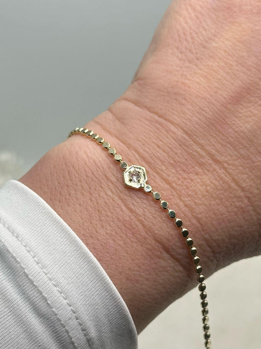 Geometrik Ezme Zincir Detay Bileklik (Çelik)