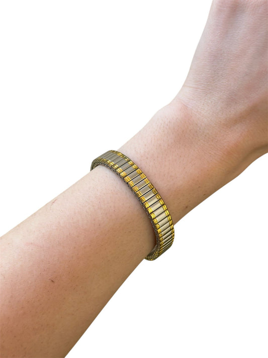 Gold ve Gümüş Detyalı Lastik Detyalı Çelik Unisex Bileklik