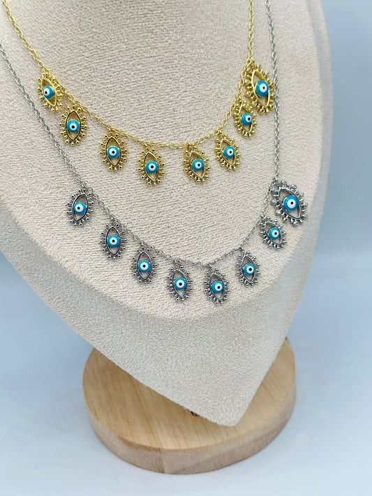 Göz Charm Detay Çelik Kolye