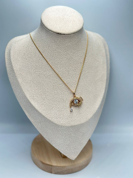 Göz Detay Çelik Kolye (45Cm)