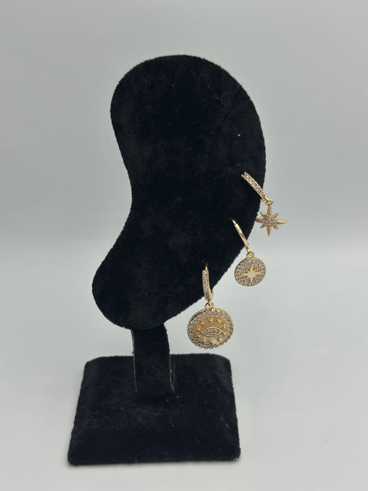 Göz Ve Kutup Yıldızı Detaylı Premium Set Küpe