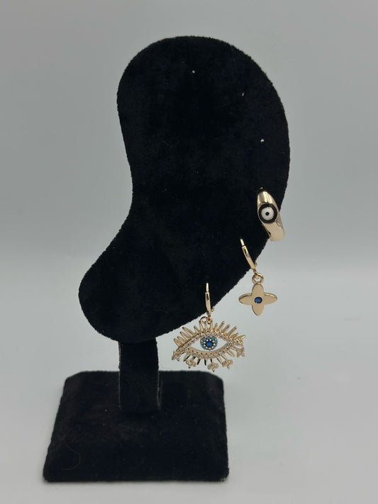 Göz Ve Yonca Detay Set Küpe