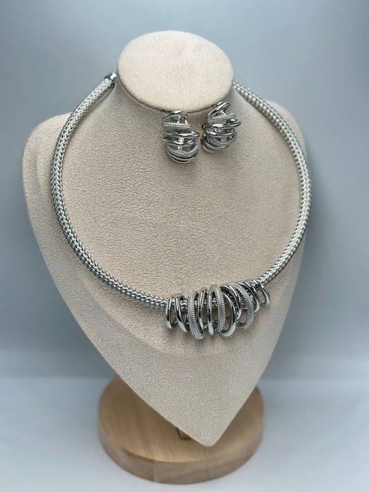 Gümüş Kaplama Hasır Görünüm Set Takı