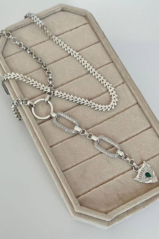 Gümüş Kaplama Özel Tasarım İkili Kolye