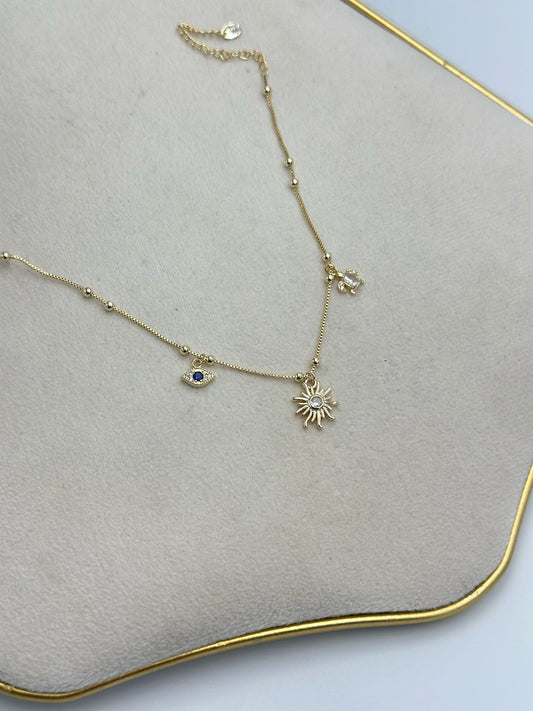 Güneş Detaylı Charm Hal Hal (Çelik)