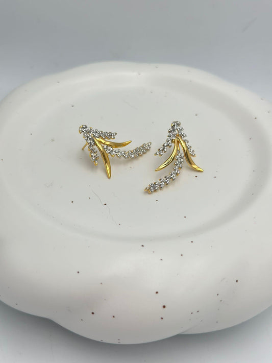 İki Renk Detaylı Başak Premium Küpe