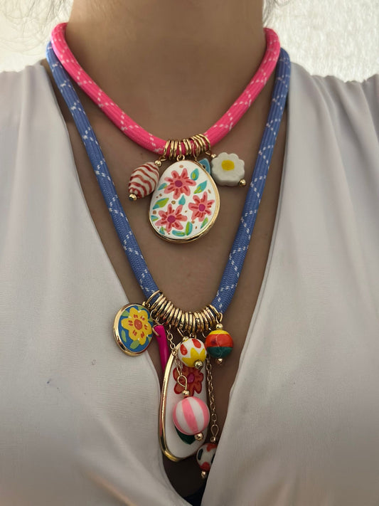İkili Charm Detaylı Yaz Kolye