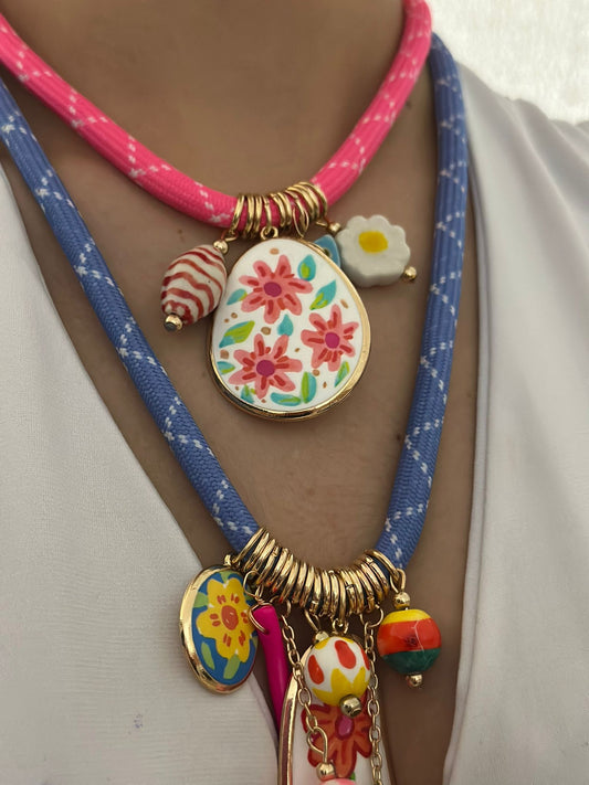 İkili Charm Detaylı Yaz Kolye