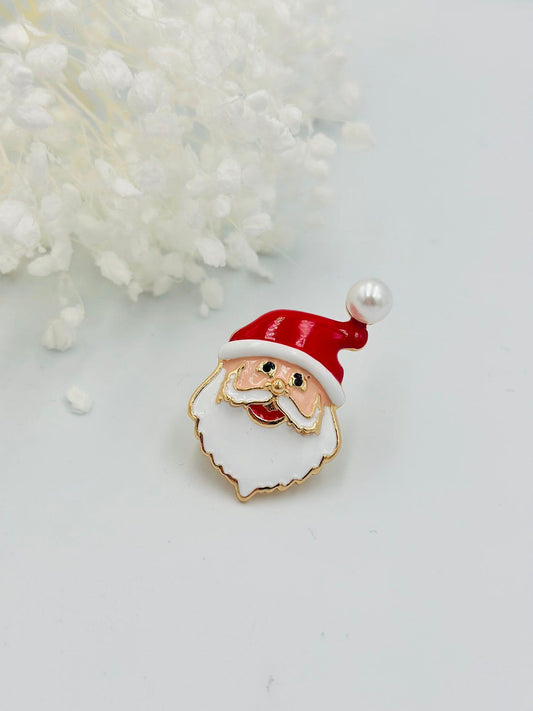 İnci Detaylı Noel Baba Broş
