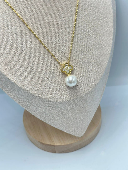 İnci Detaylı Yonca Set Takı (Çelik)