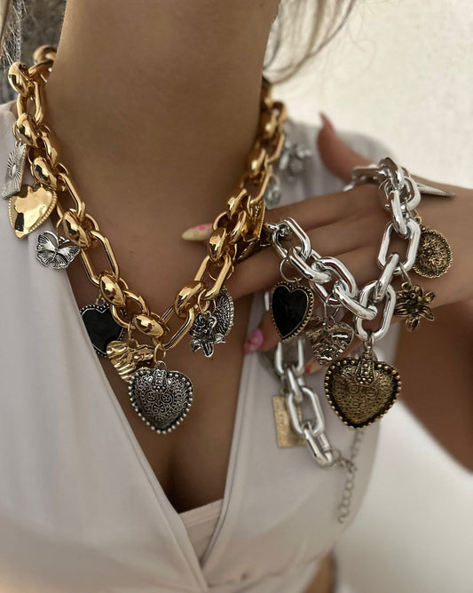 Kalp Charm Detaylı Premium Kolye