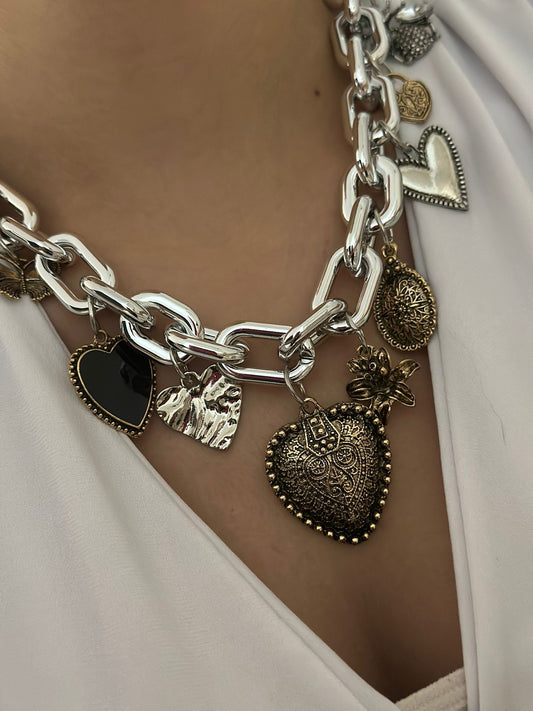 Kalp Charm Detaylı Premium Kolye