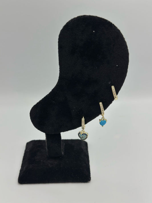 Kalp Ve Nazar Detay Set Küpe