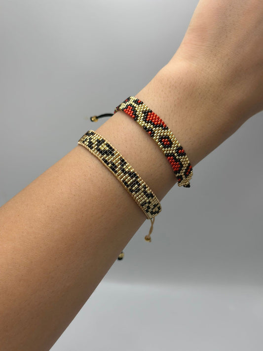 Leopar Desen Detay Makrome İp Bileklik