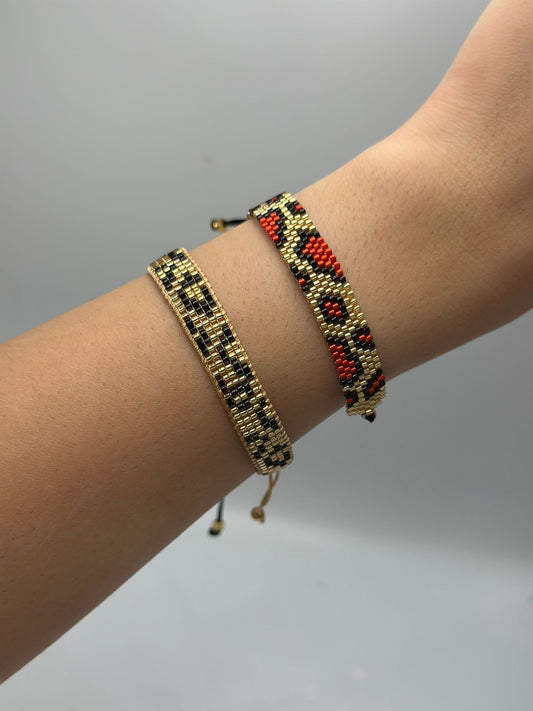 Leopar Desen Detay Makrome İp Bileklik