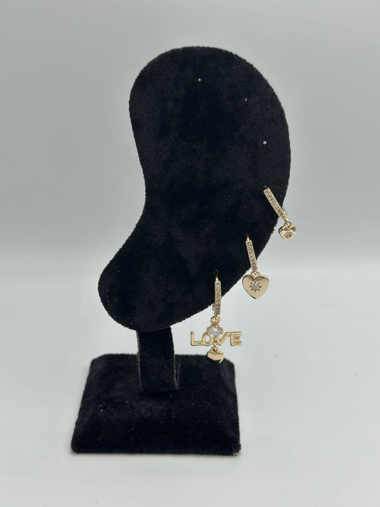 Love Yazı Detay Premium Set Küpe